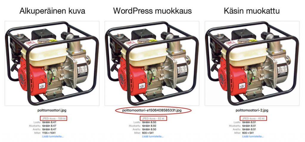 kuvan muokkaus vertailu