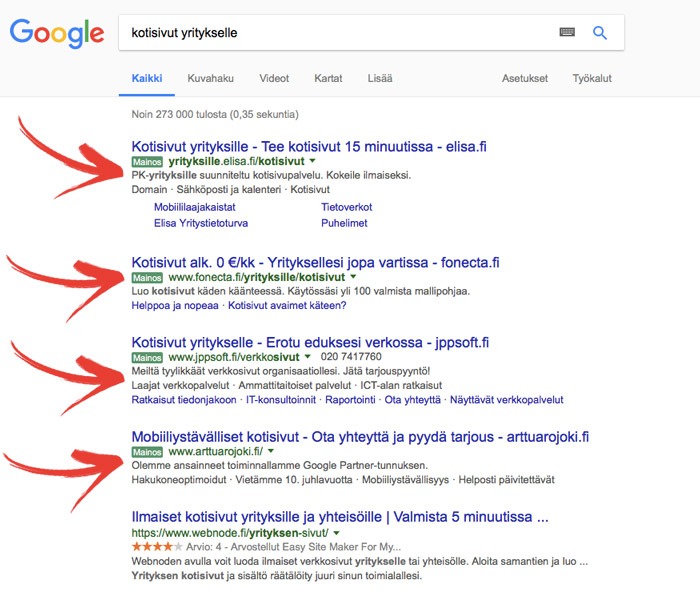 google mainospaikat